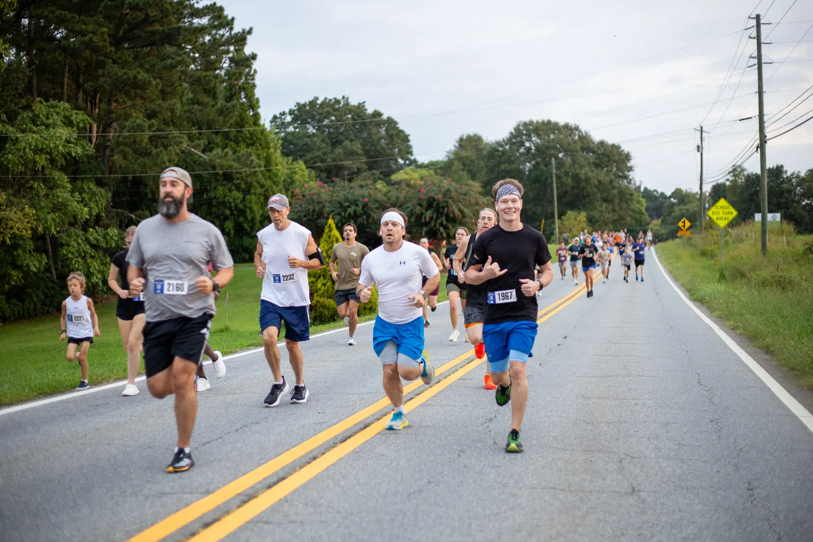Runners on the road during the Hickory FlatOut 5K