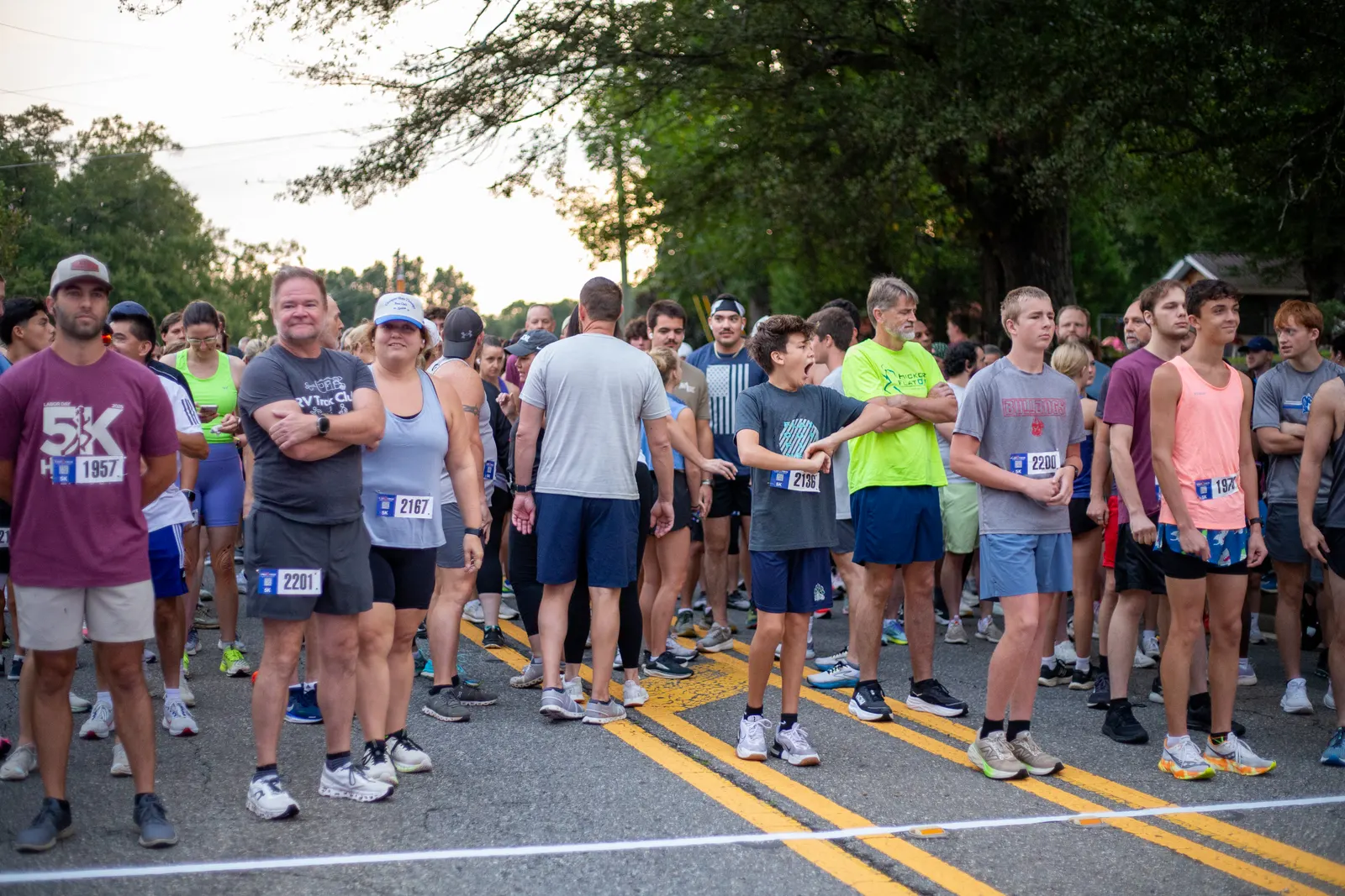 Runners lined up at the 5K start line