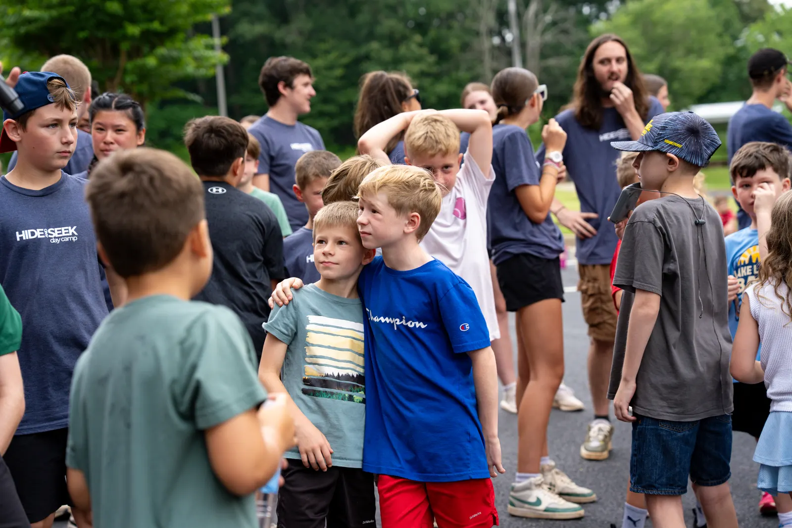 Campers gathered together outside