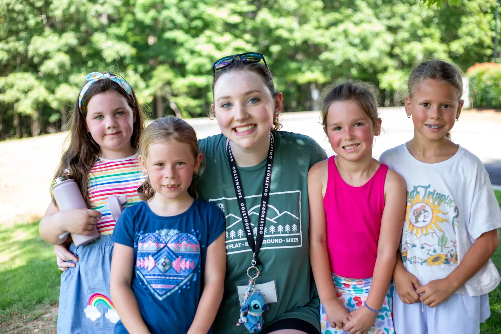 Counselor with four campers