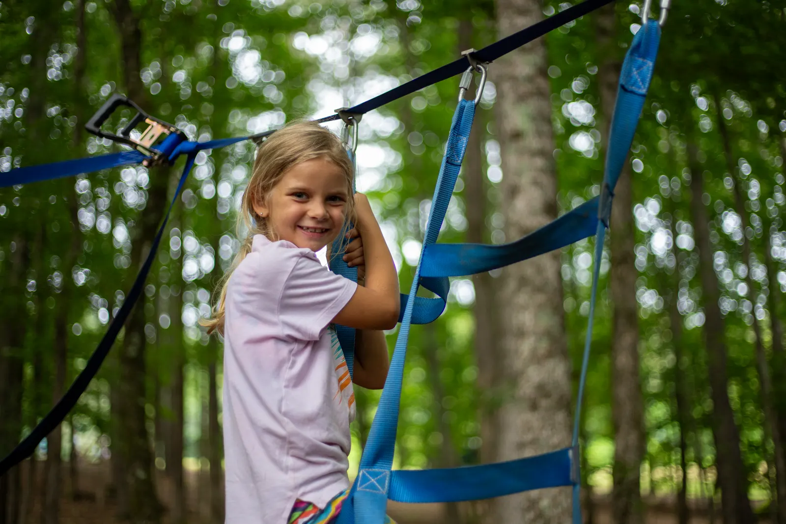 Camper on the low ropes